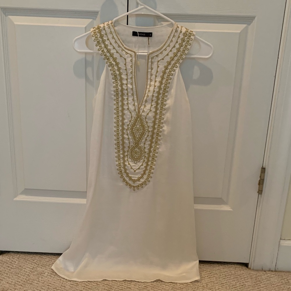 NWOT Theme Gold and White Dress